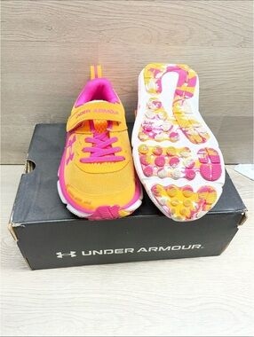 Under Armour Kids Yellow and Hot Pink Athletic Sneakers #265